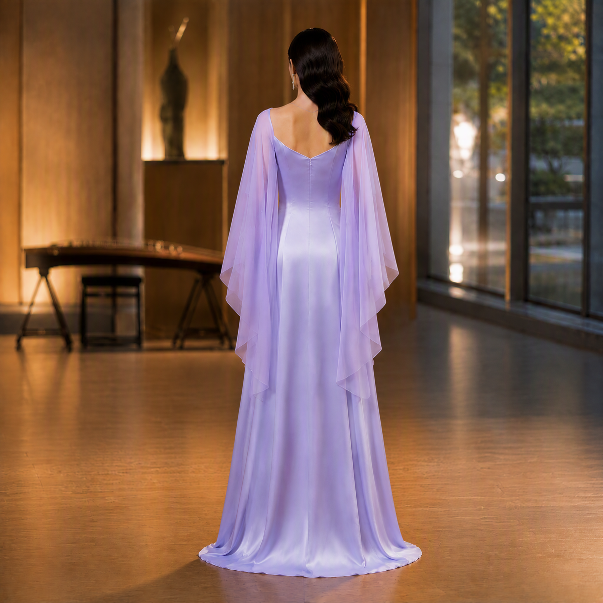 Elegant Purple Evening Gown for Stage Performance