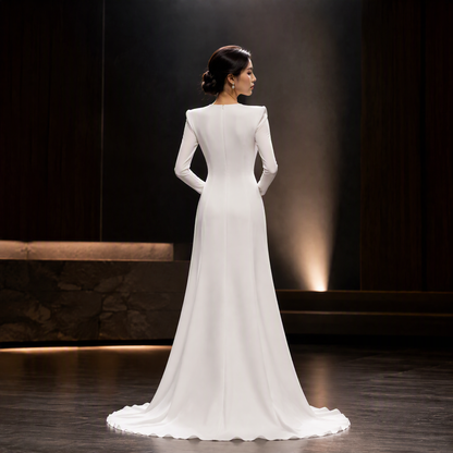 Ivory and Ice Blue Ombré Gown with Hand-Beaded Embroidery