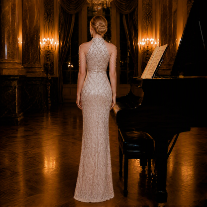 Elegant Light Luxury Designer Evening Gown