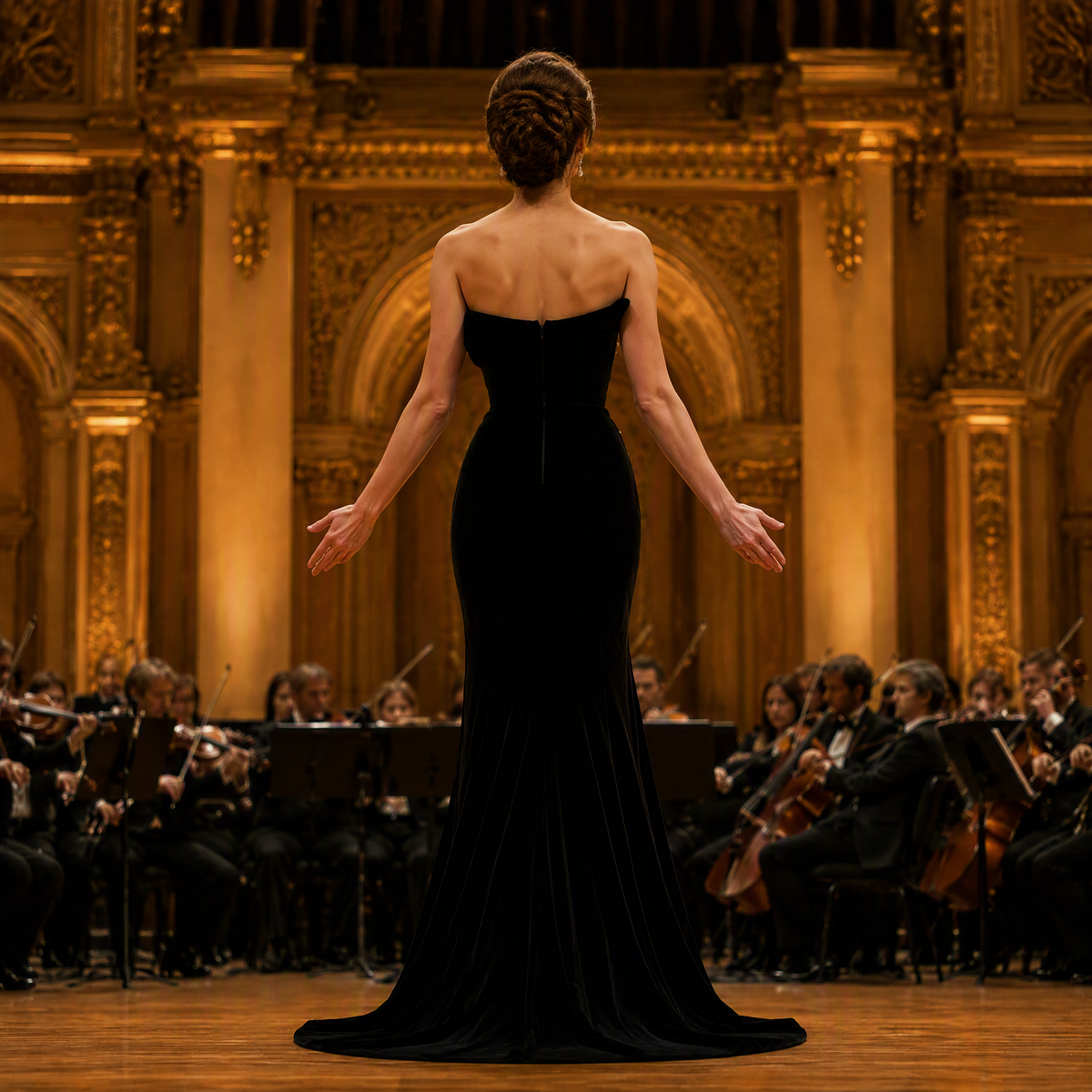 Elegant Black Evening Gown with exquisite beading
