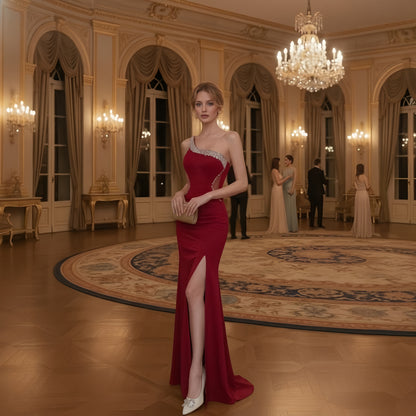 Sexy Rhinestone-Embellished Split Dress