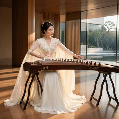 White V-Neck Floral Embroidered Long Evening Gown with Flowing Cape Sleeves