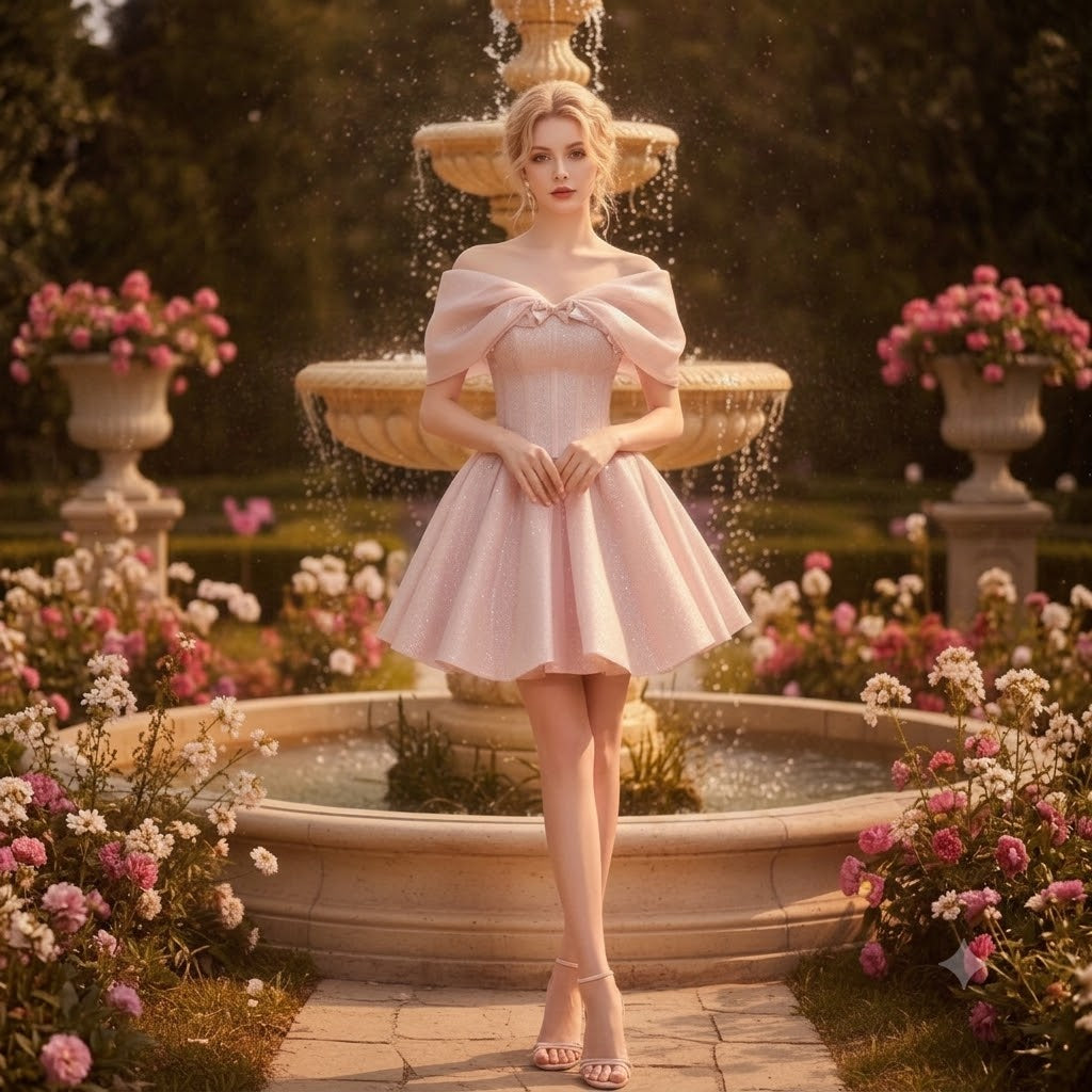 Featured Draped Collar Princess Party Mini Dress