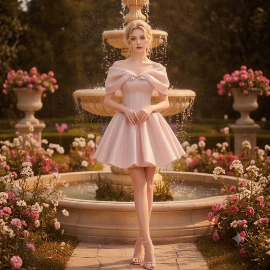 Featured Draped Collar Princess Party Mini Dress