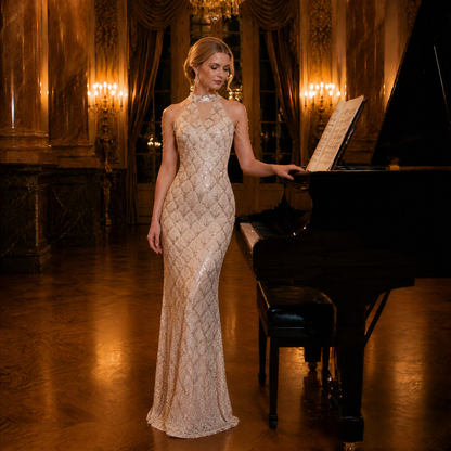 Elegant Light Luxury Designer Evening Gown
