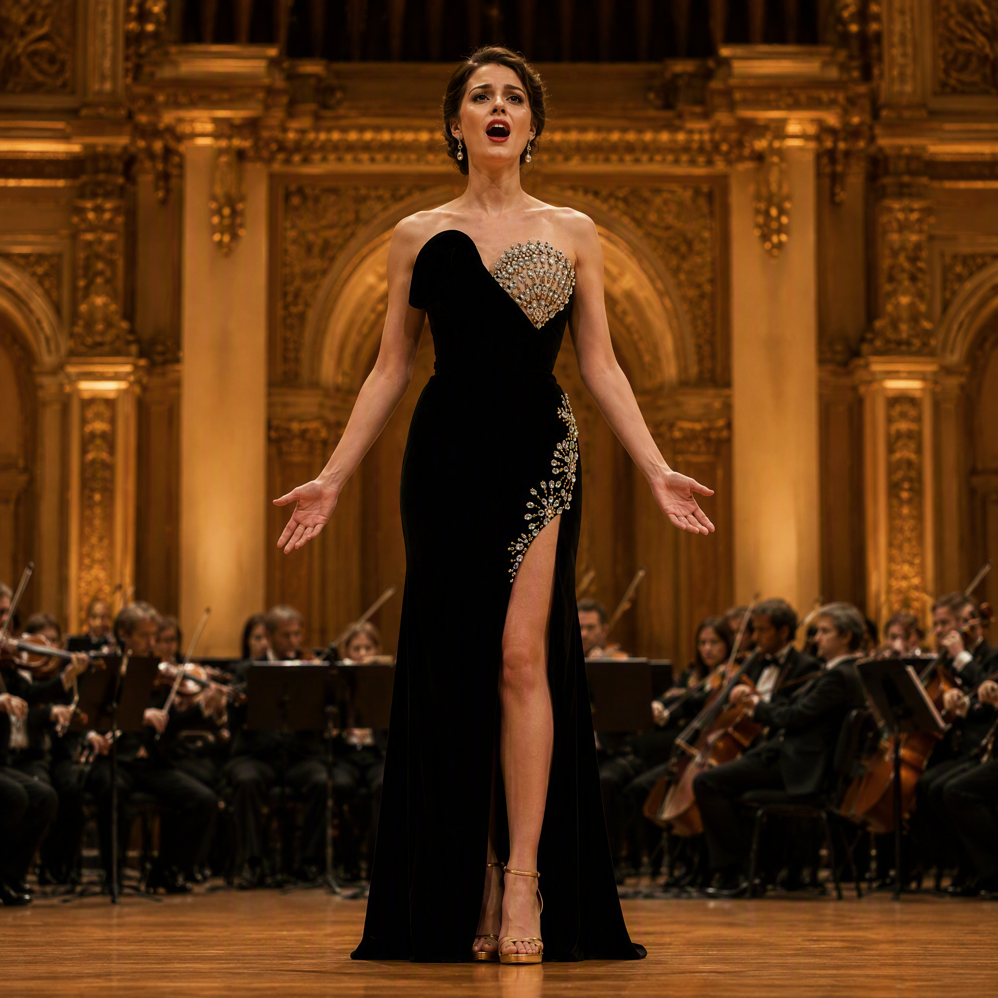 Elegant Black Evening Gown with exquisite beading