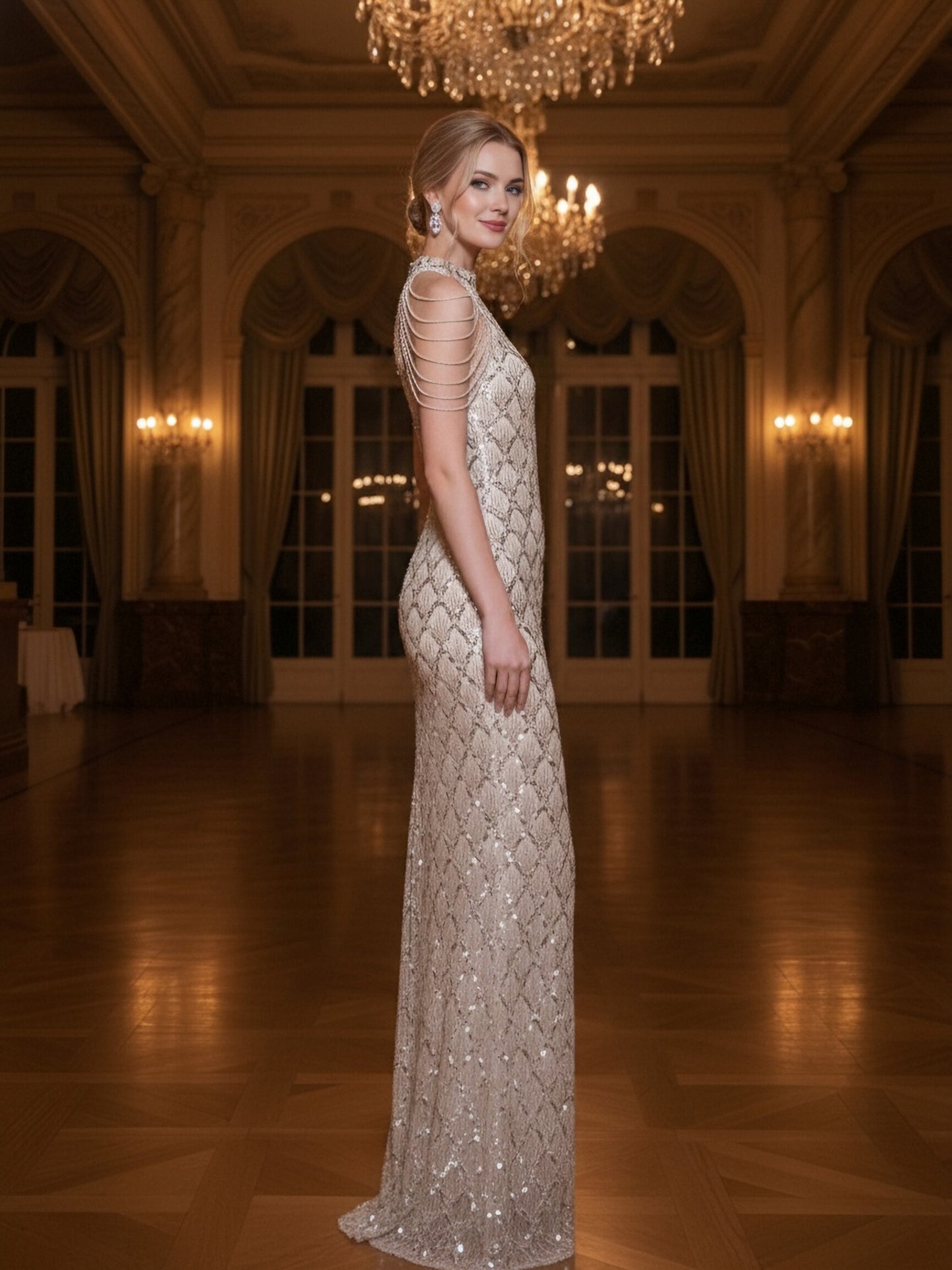 Elegant Light Luxury Designer Evening Gown