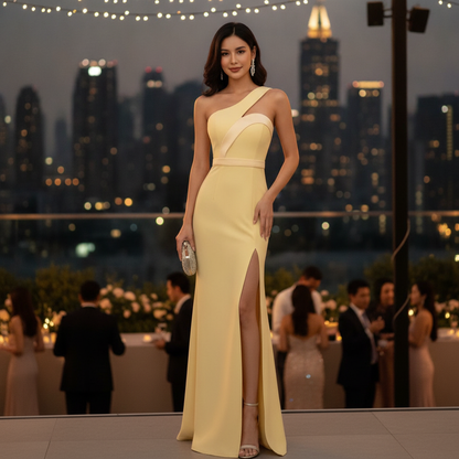 Unique Sculptural High-Slit Dress for Stage & Hosting