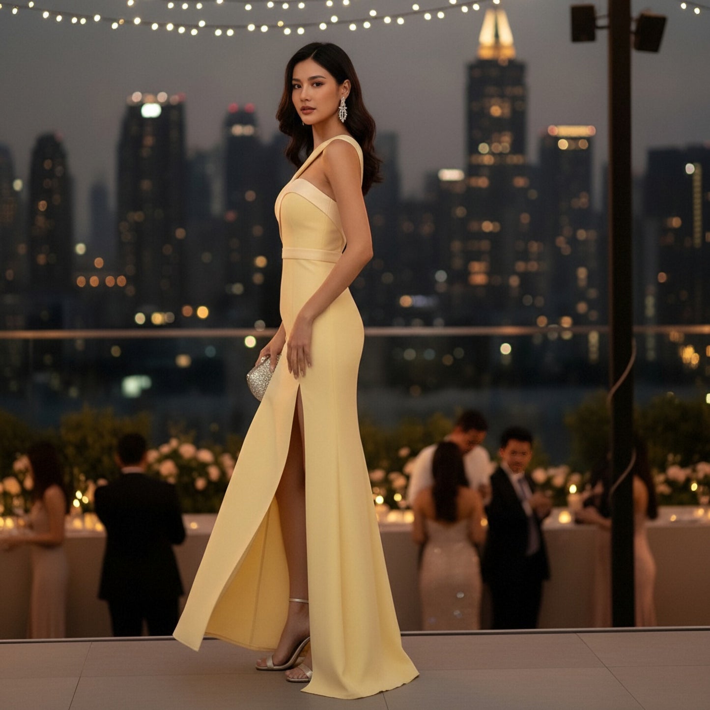 Unique Sculptural High-Slit Dress for Stage & Hosting