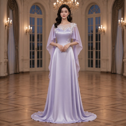 Elegant Purple Evening Gown for Stage Performance