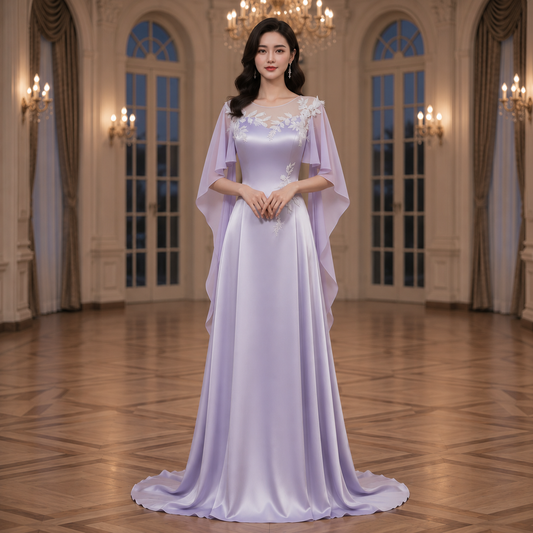 Elegant Purple Evening Gown for Stage Performance