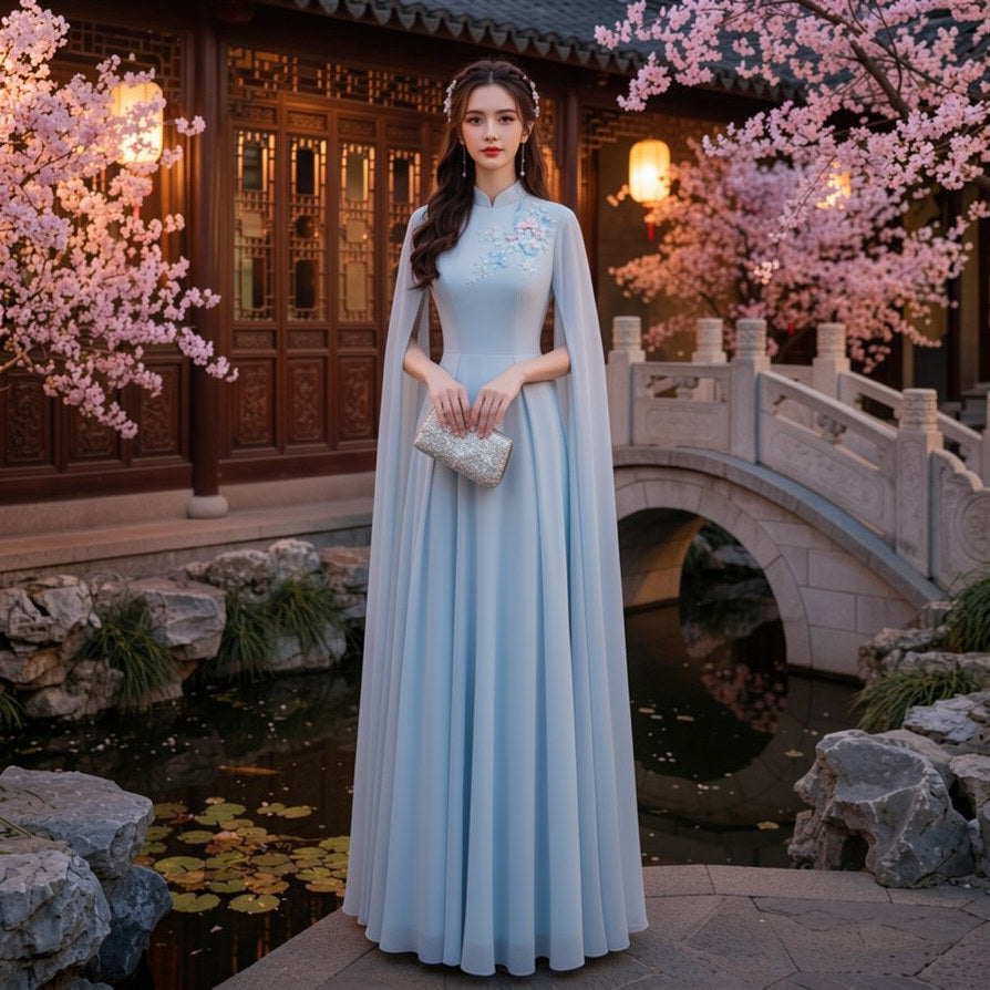 Chinese-Style Performance Gown for Choirs, Guzheng, and Pipa