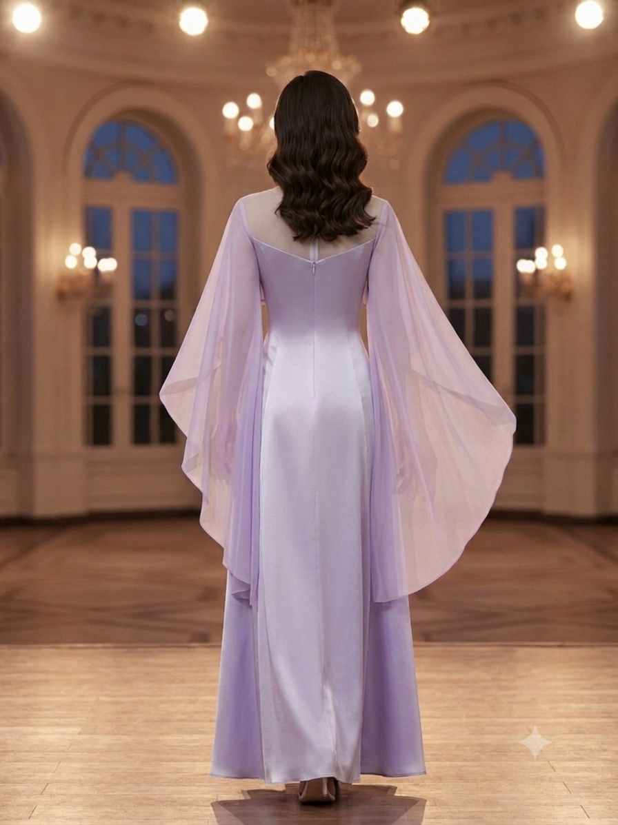 Elegant Purple Evening Gown for Stage Performance