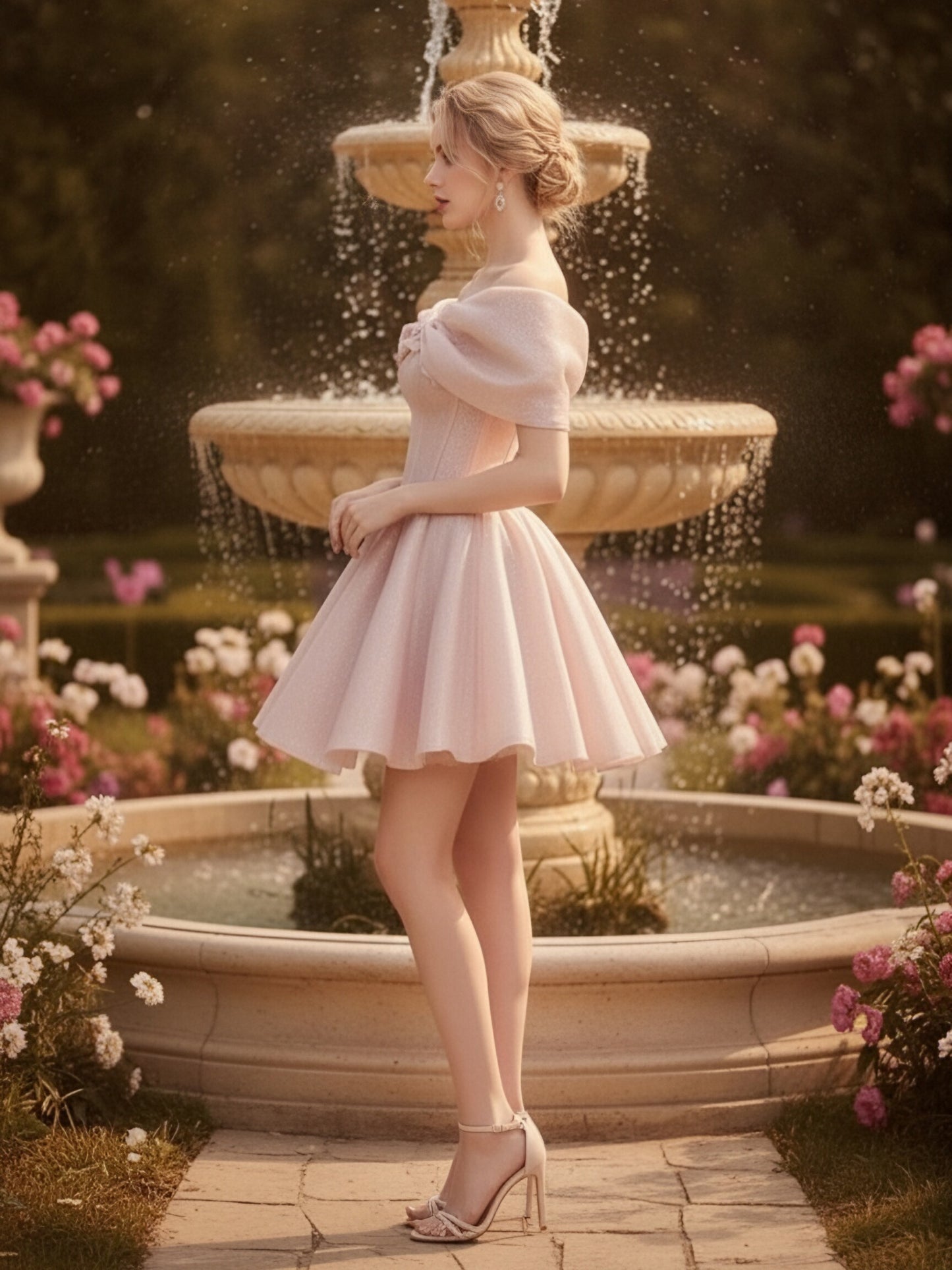 Featured Draped Collar Princess Party Mini Dress
