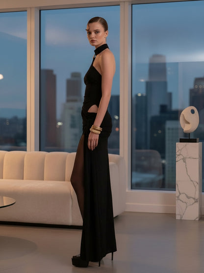 Chic Halter-Neck Bodycon Evening Gown
