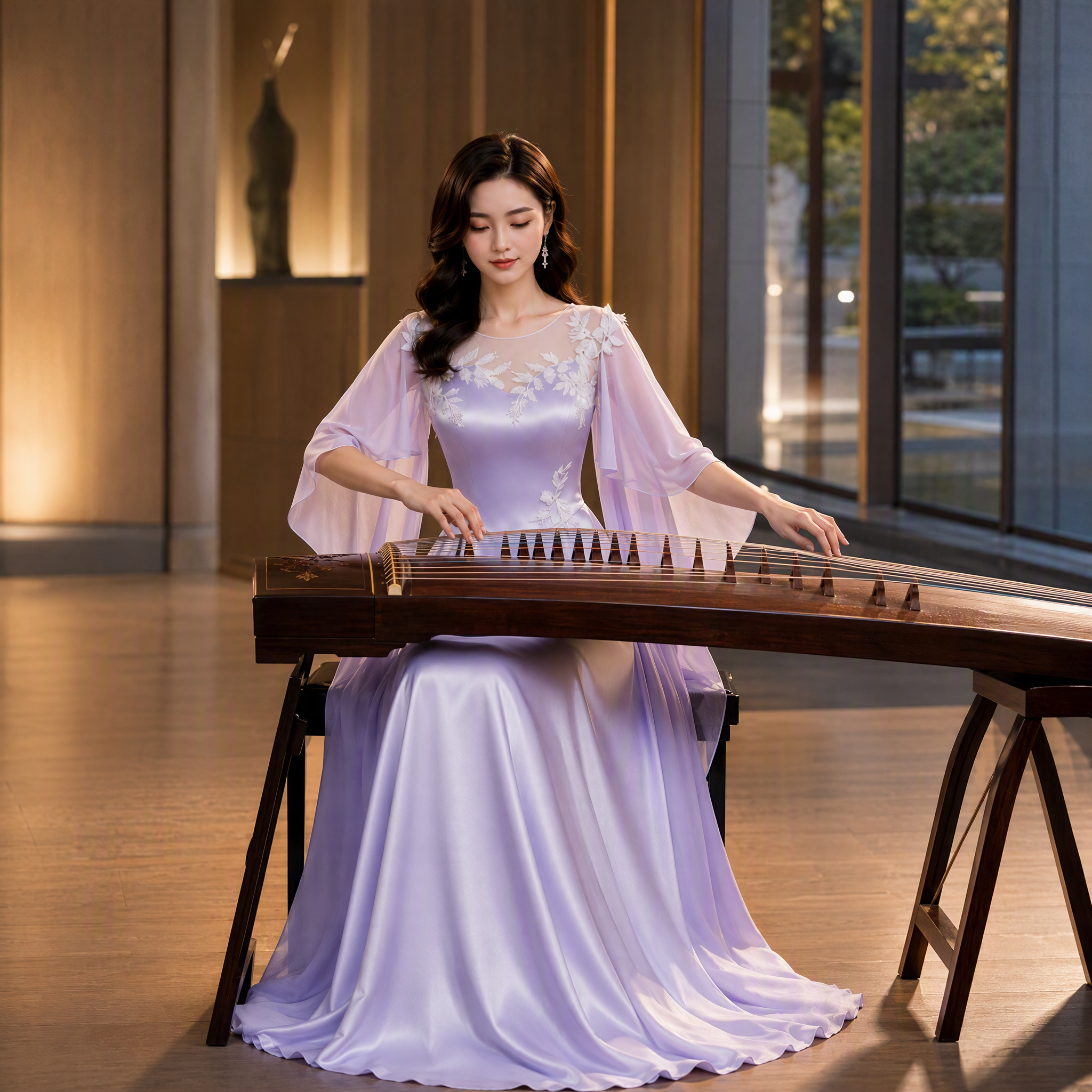 Elegant Purple Evening Gown for Stage Performance
