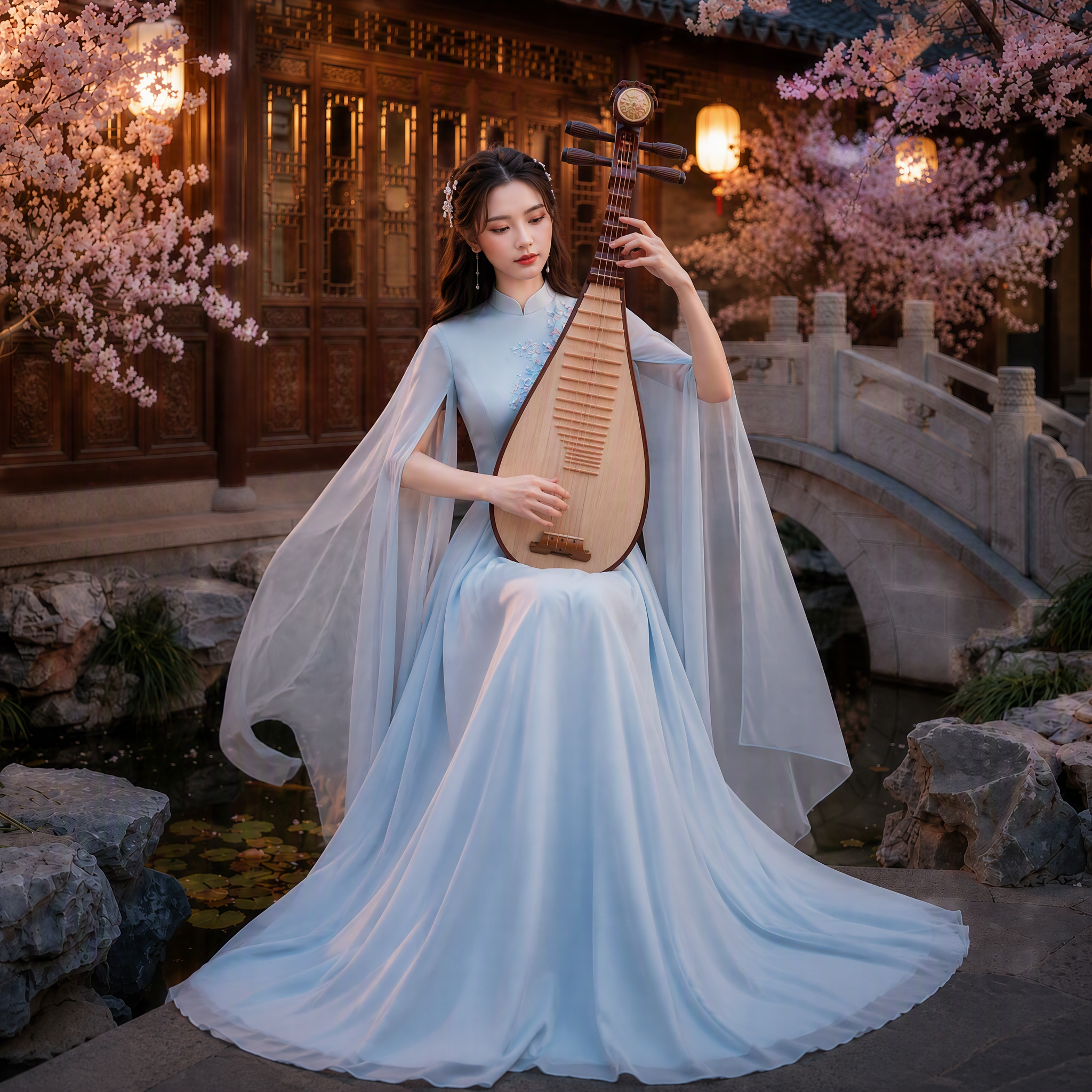 Chinese-Style Performance Gown for Choirs, Guzheng, and Pipa