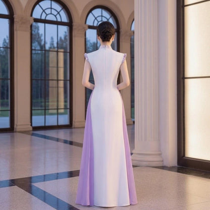 Embroidered Sash Draped Mandarin Cheongsam