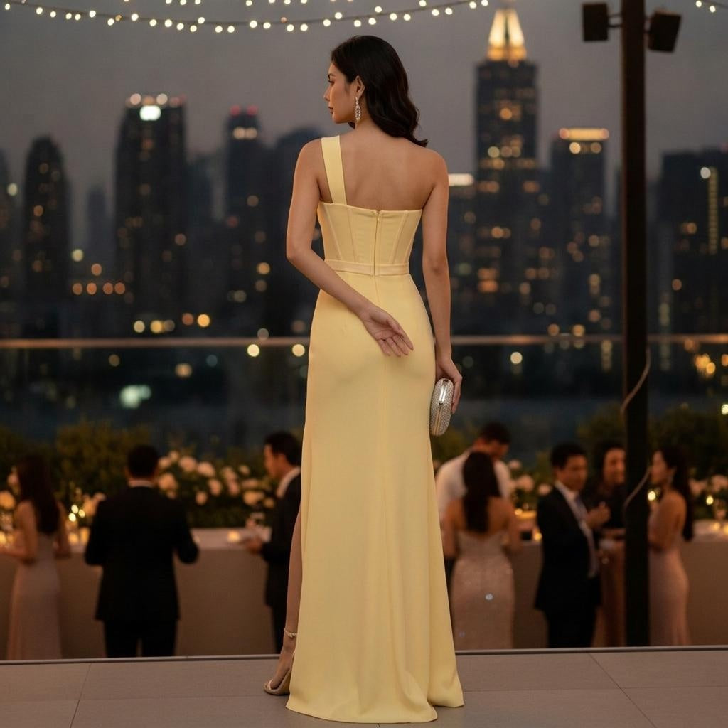 Unique Sculptural High-Slit Dress for Stage & Hosting