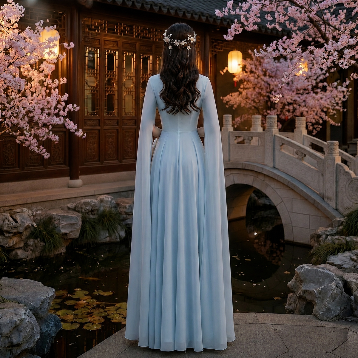 Chinese-Style Performance Gown for Choirs, Guzheng, and Pipa