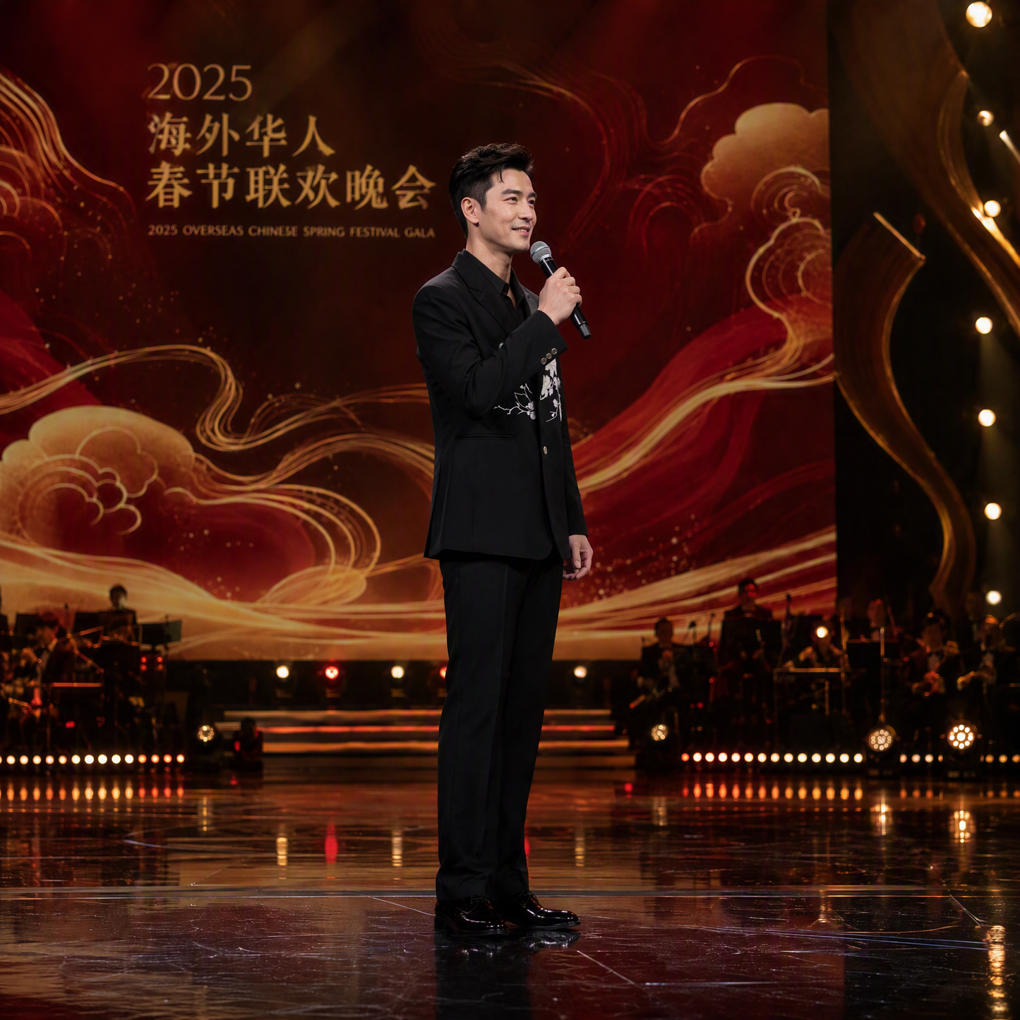 Exquisite Black Suit with Silver Sequin Floral Embroidery
