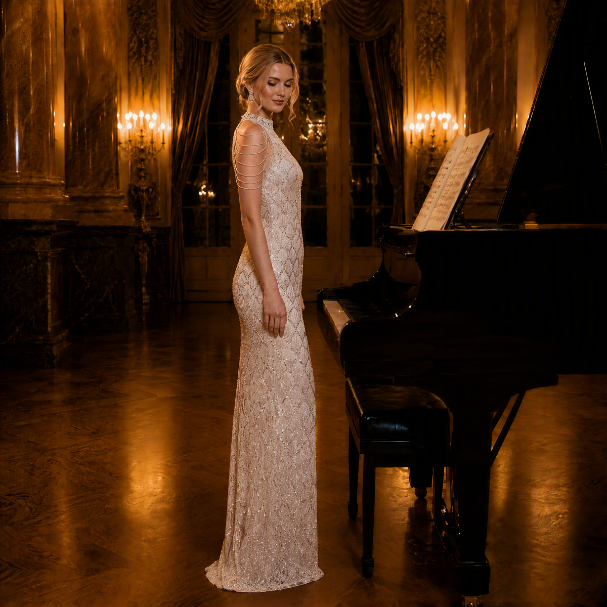 Elegant Light Luxury Designer Evening Gown