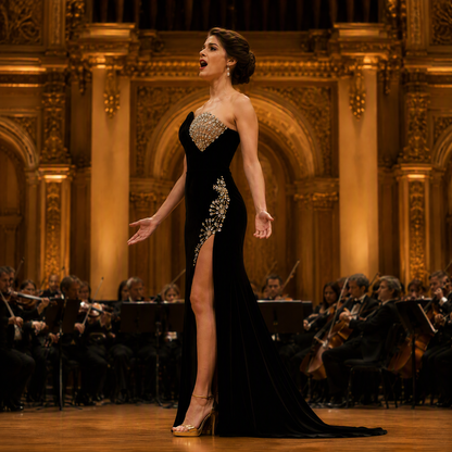 Elegant Black Evening Gown with exquisite beading