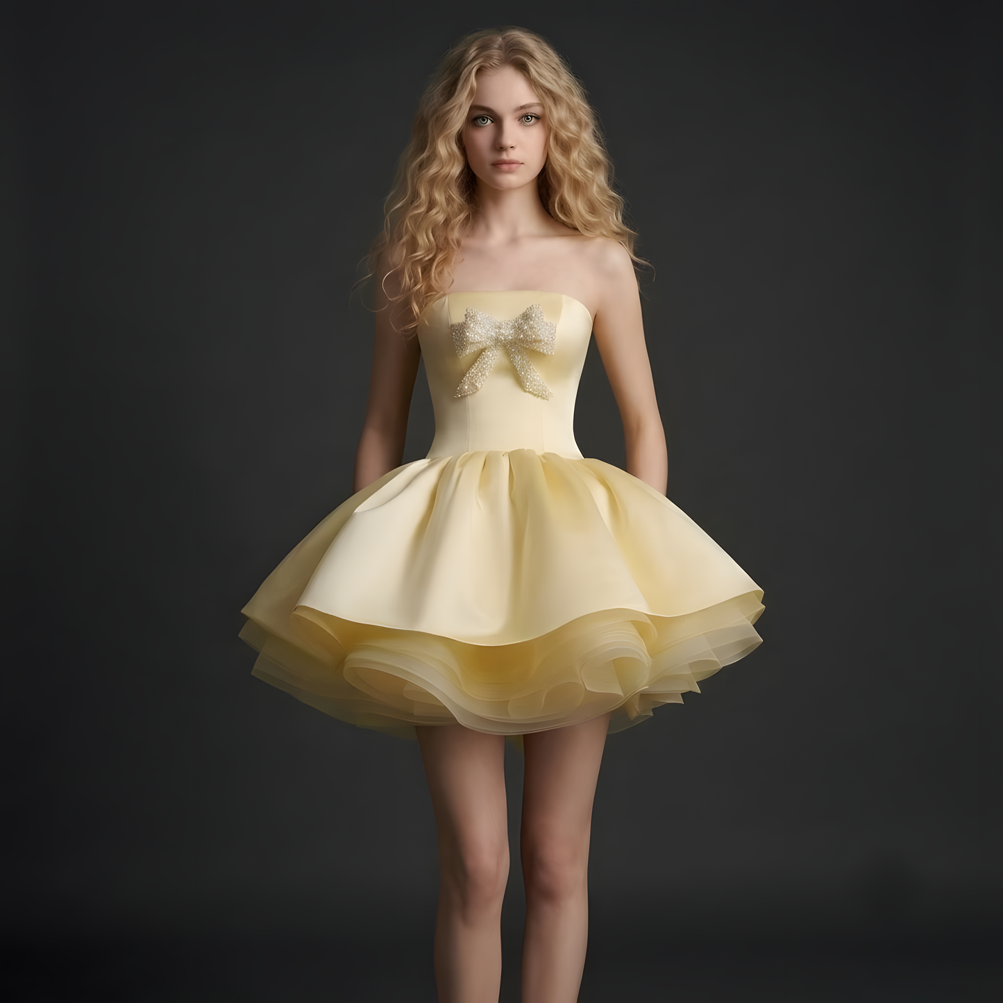 Featured Satin Bow Accent Prom Homecoming Dress