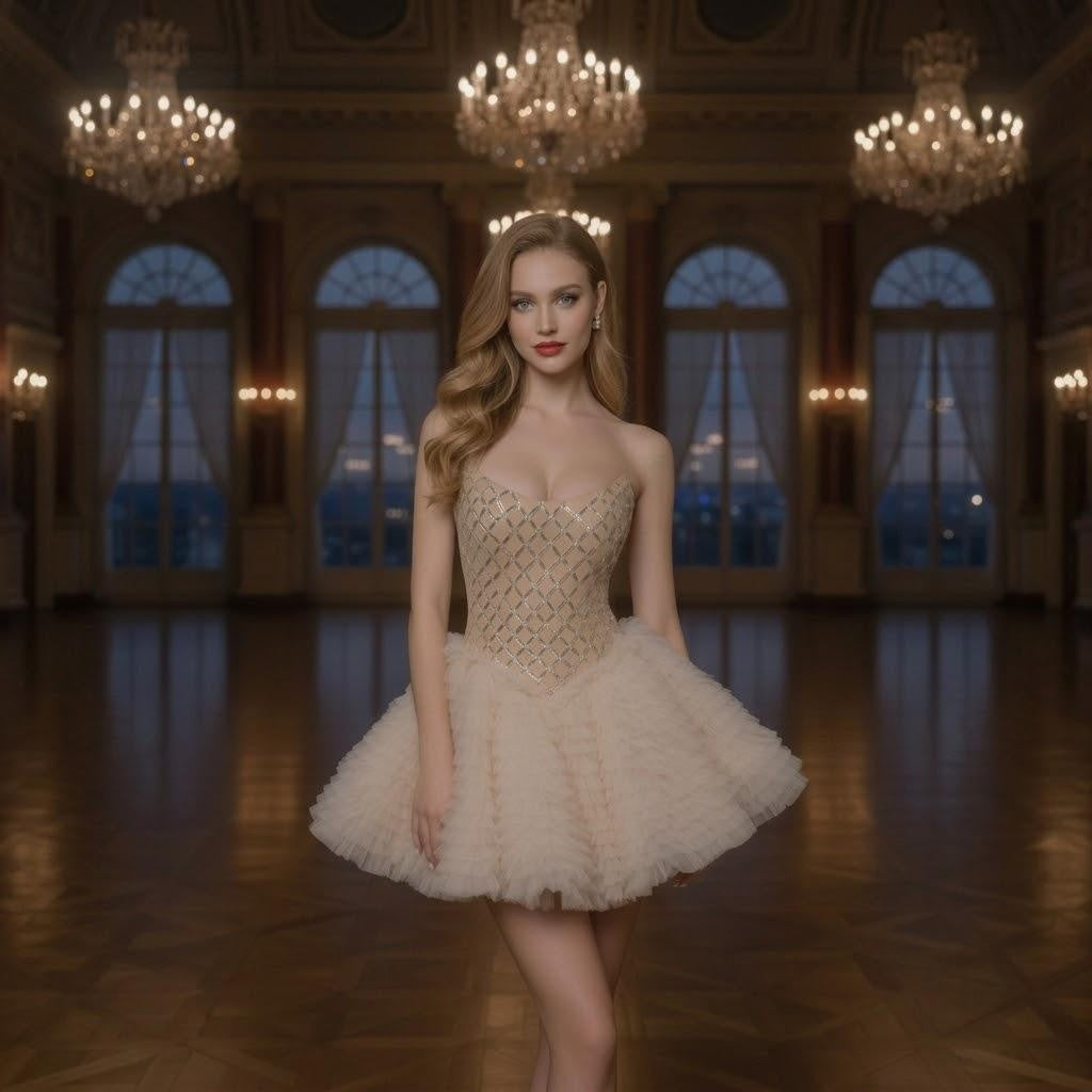 Floral Embroidered Lace Backless Princess Party Dress