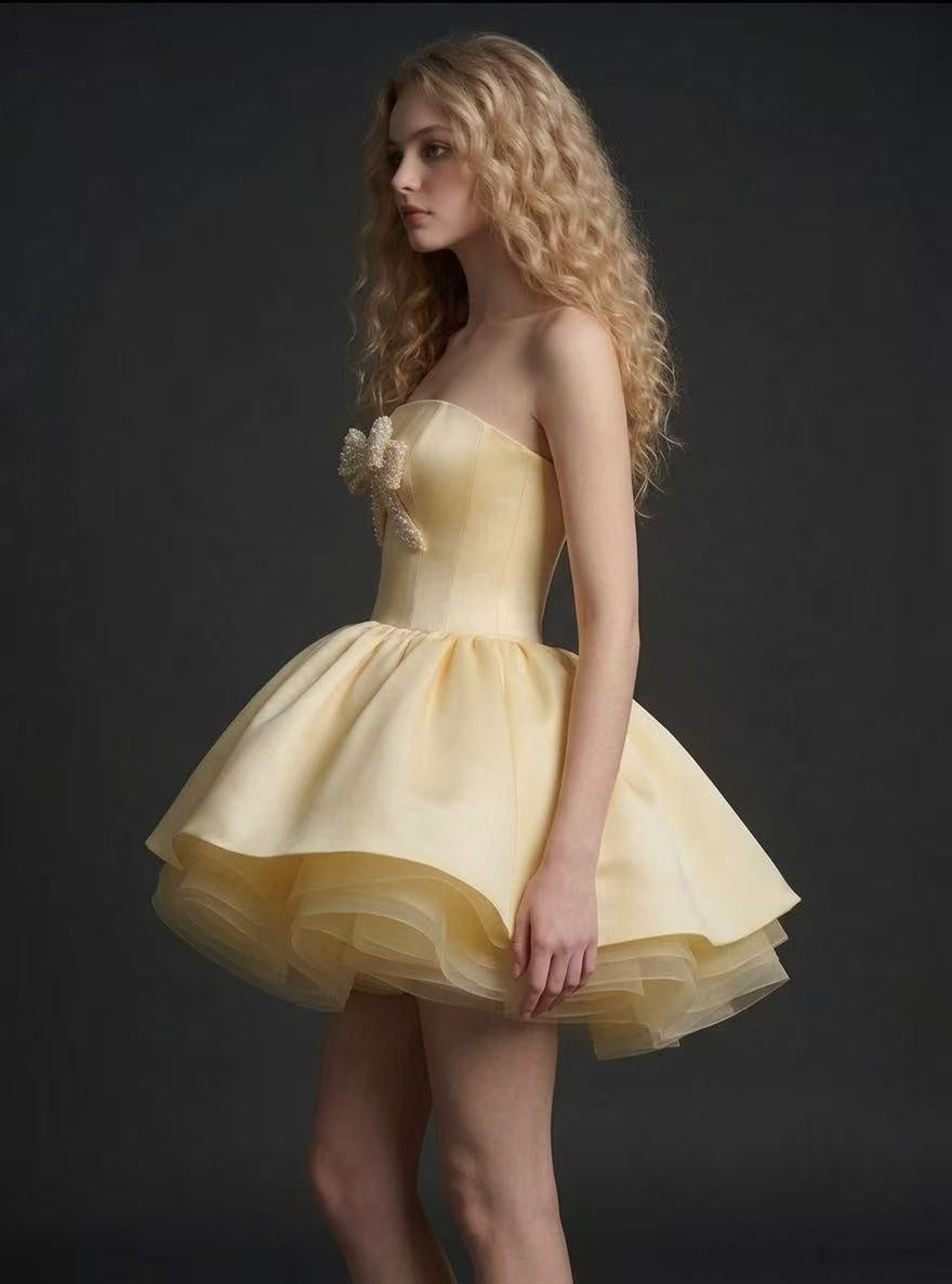 Featured Satin Bow Accent Prom Homecoming Dress