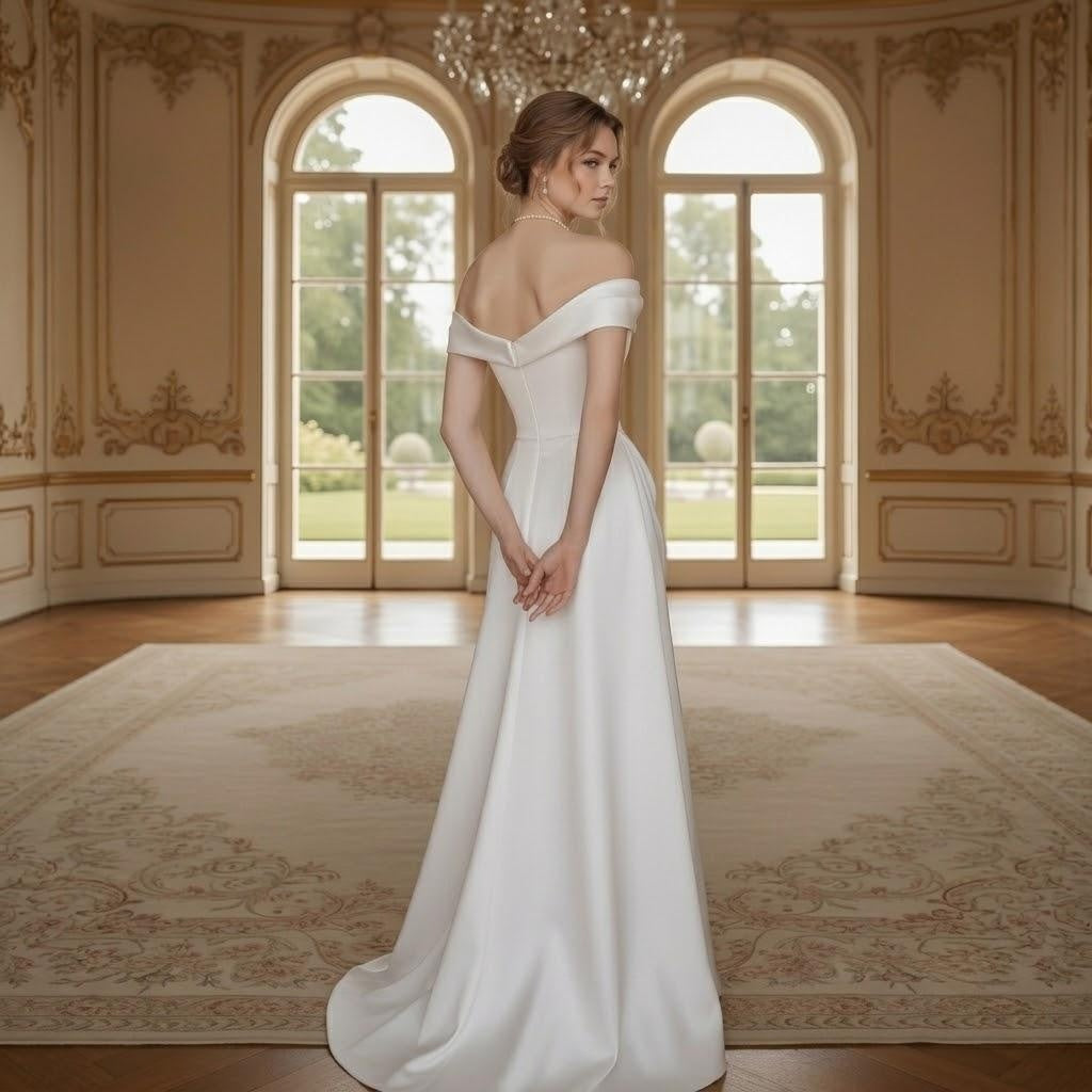 Off-Shoulder Minimalist Satin Bridal Robe