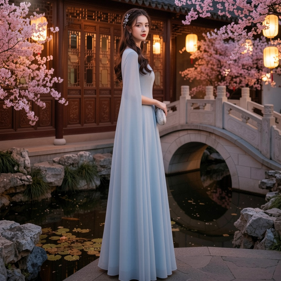 Chinese-Style Performance Gown for Choirs, Guzheng, and Pipa